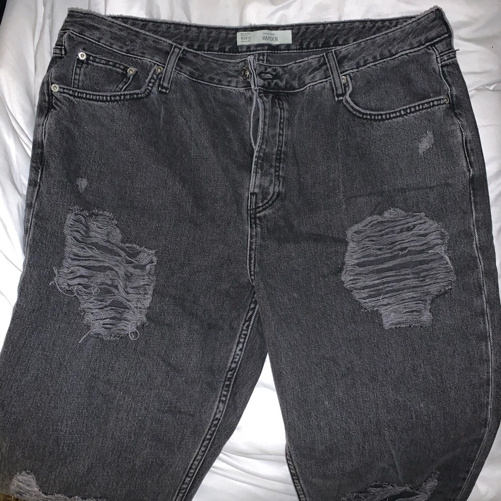 Topshop dark grey ripped jeans